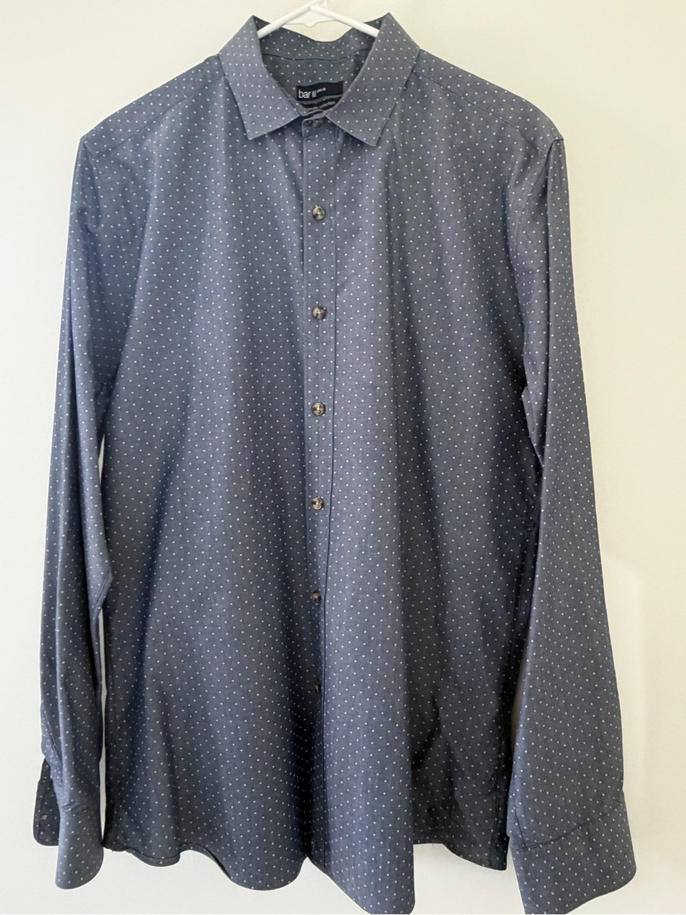 Bar III Men's Navy Blue Microdot Dress Shirt
